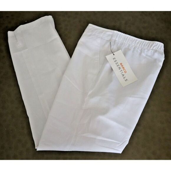 BARCO Essentials Women’s Petite Sz M White 4-Pocket Straight Leg Scrub Pants - Picture 6 of 9